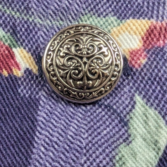 Orvis Vintage Floral Vest In Large Purple Pink Green Buckle In Back - Picture 5 of 9